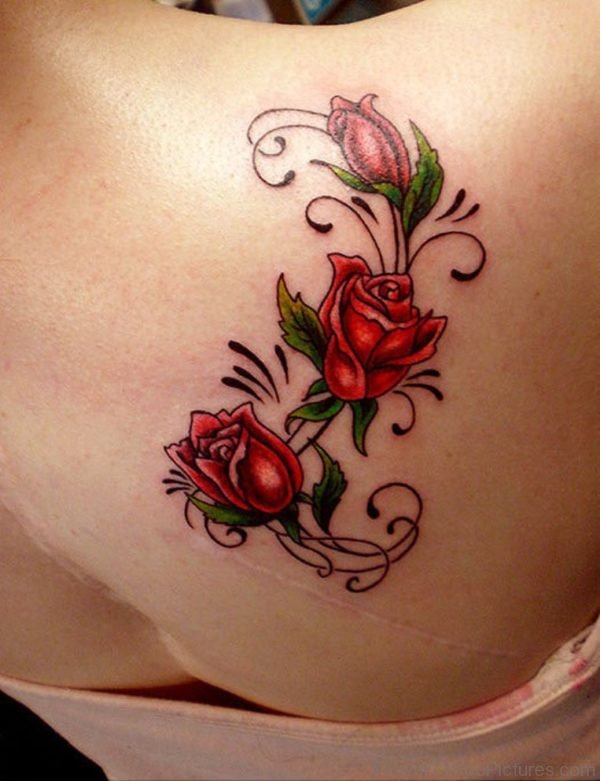 Cute Vintage Flower Shoulder Tattoo