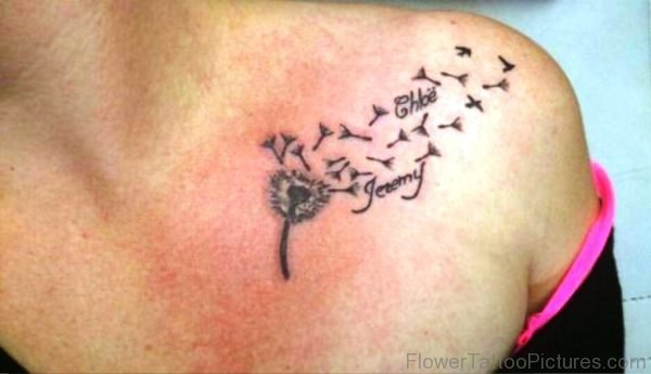 Dandelion With Names Tattoo Shoulder