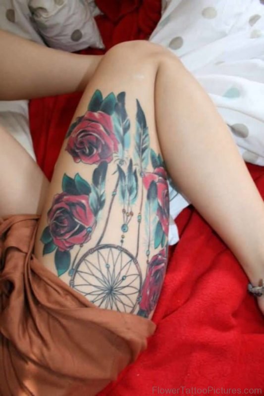 Dreamcatcher And Rose Tattoo