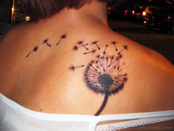 Elegant Dandelion Tattoo On Shoulder