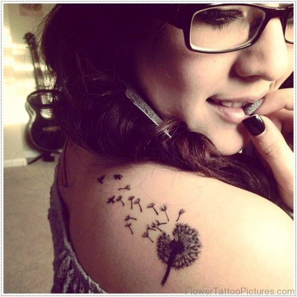 Fantastic Dandelion Tattoo On Shoulder