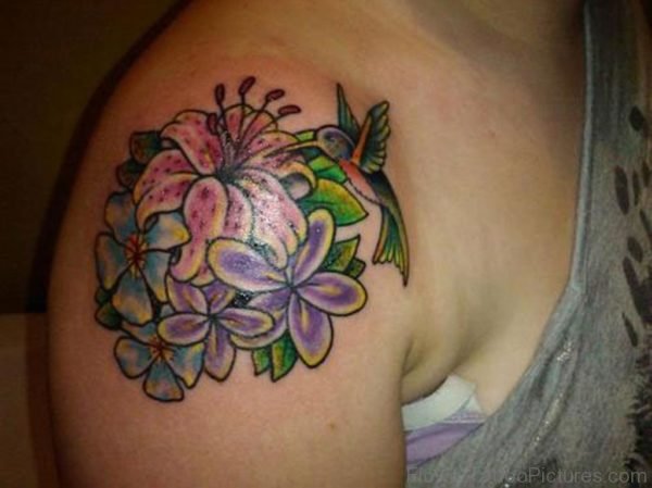 Flower With Hummingbird Tattoo
