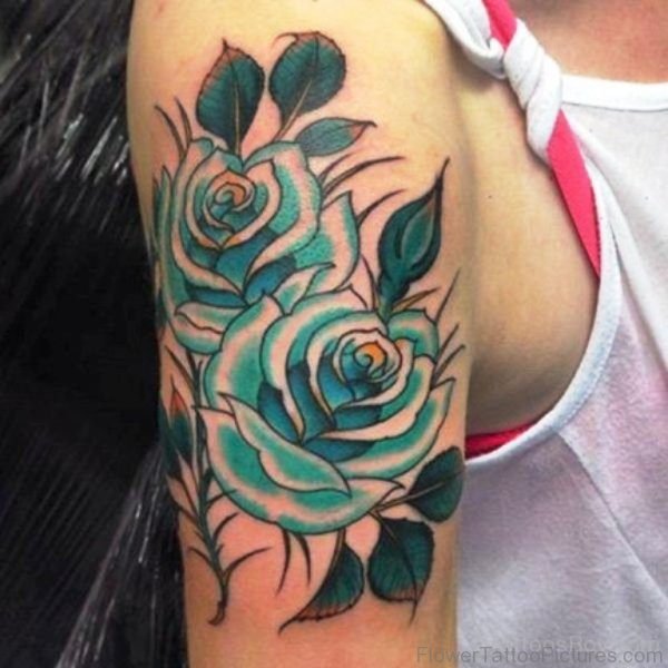 Green Rose Flower Tattoo