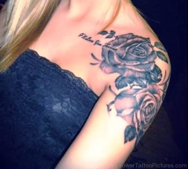 Grey Ink Rose Flower Tattoo