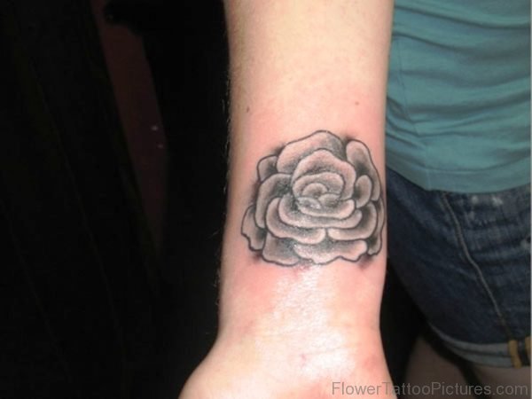 Grey Rose Tattoo On Wrist