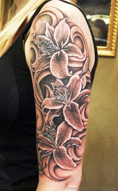 Half Sleeves Lily Tattoo