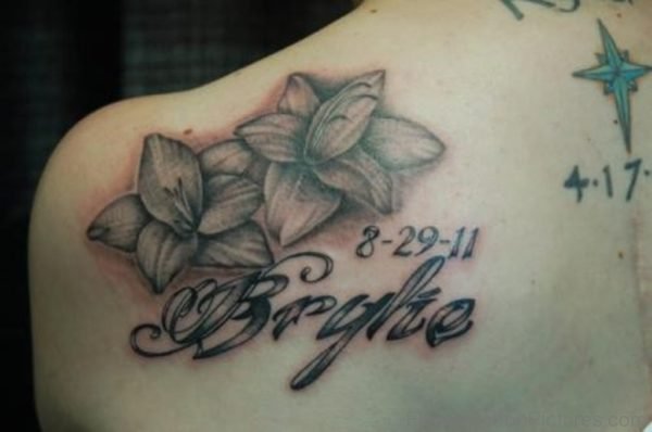 Hibiscus Flower Tattoo On Back Shoulder