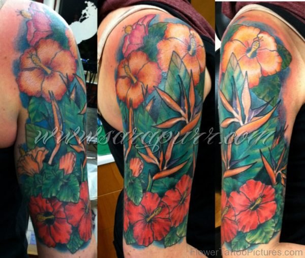 Hibiscus Shoulder Tatttoo