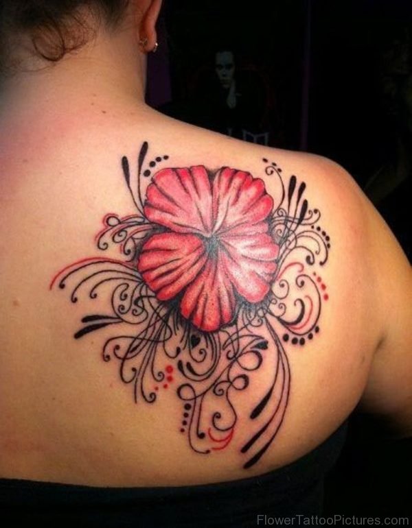 Hibiscus Tattoo On Shoulder