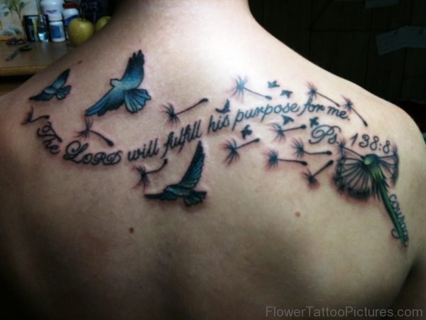 Huge Dandelion Tattoo On Back Shoulder