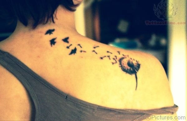 Impressive Dandelion Tattoo On Shoulder
