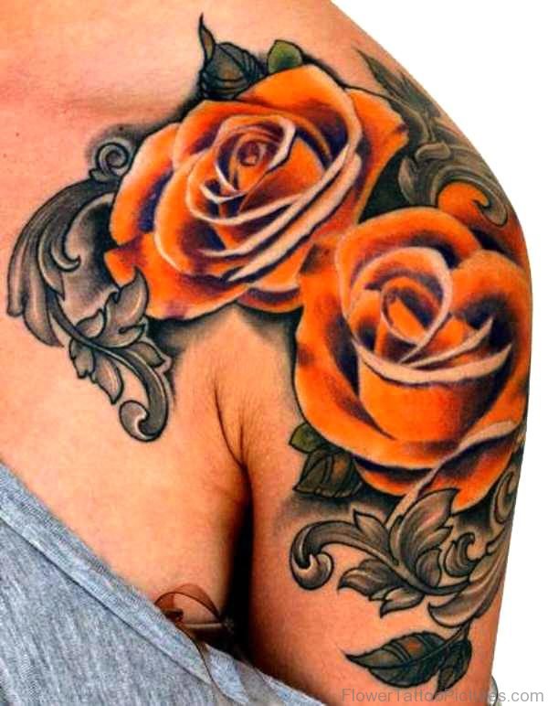 Impressive Rose Shoulder Tattoo