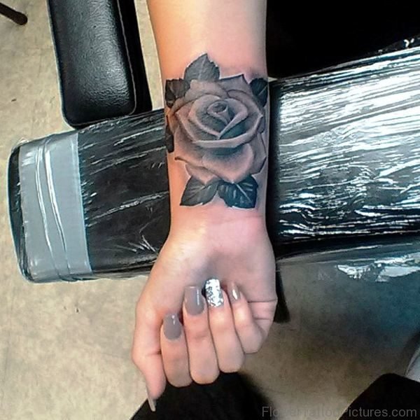 Large Rose Tattoo On Wrist