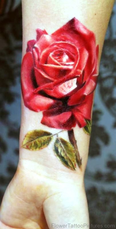Large Wrist Tattoo On Rose