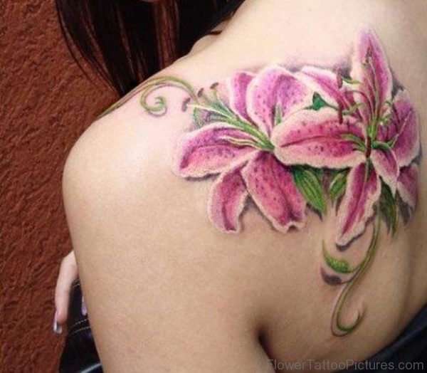 Lily Flower Shoulder Flower Tattoo Design