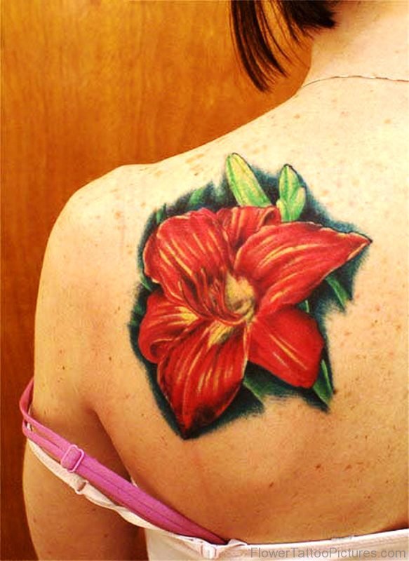 Lily Flower Shoulder Tattoo