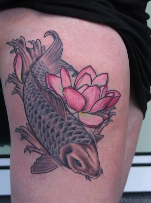 Lotus And Fish Tattoo