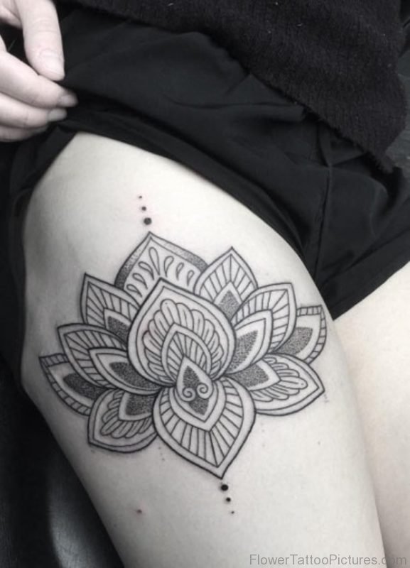 Lotus Tattoo design On Thigh