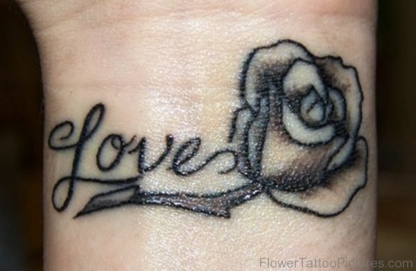 Love Black RoseTattoo On Wrist