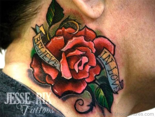 Love Rose Neck Tattoo