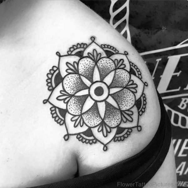 Lovely Black And White Mandala Tattoo