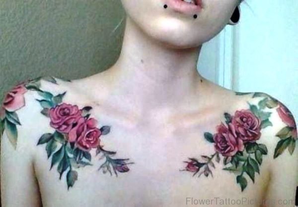 Lovely Small Roses Tattoo On Shoulder