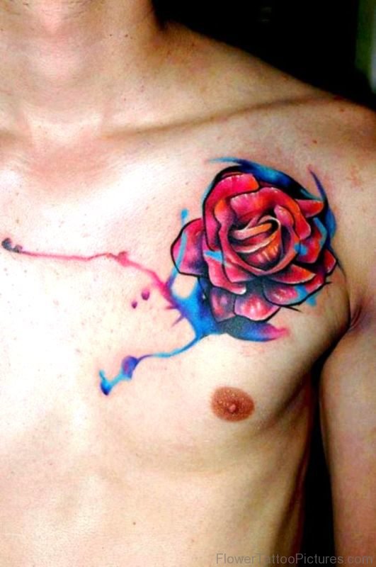 Man Tattoo Flower On Shoulder