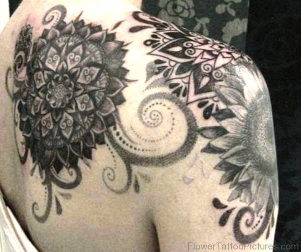 Mandala And Sunflower Tattoo