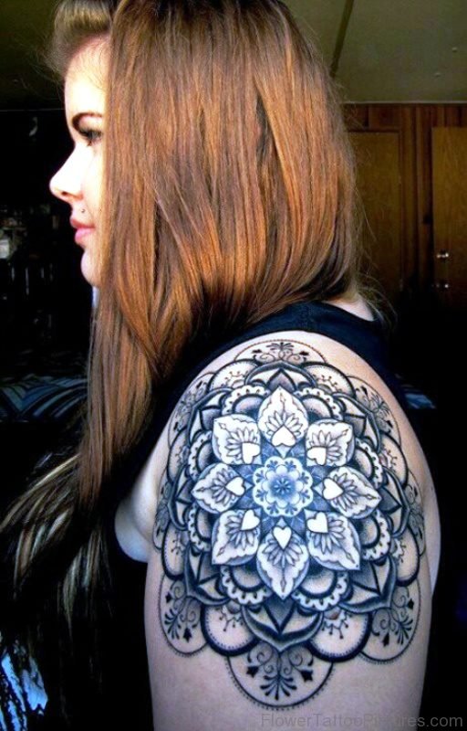 Mandala Black Shoulder Tattoo Design