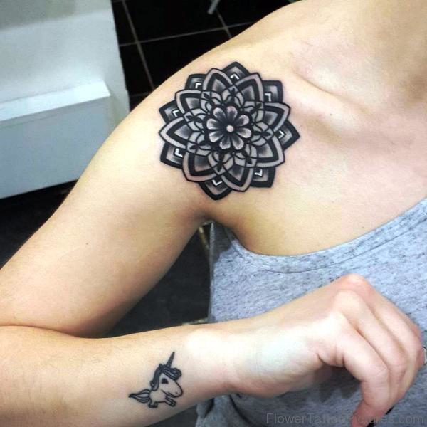 Mandala Tattoo On Front Shoulder