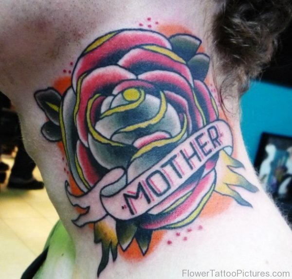 Memorial Rose Neck Tattoo