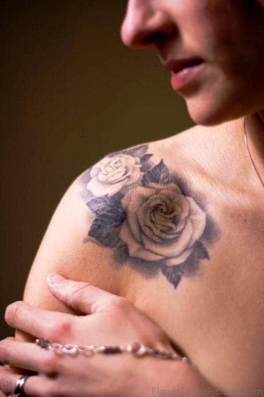 Nice Black Roses Shoulder Tattoo
