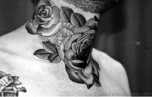 Nice Roses Tattoo On Neck
