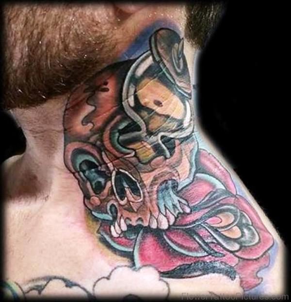 Nice Skull And Rose Tattoo