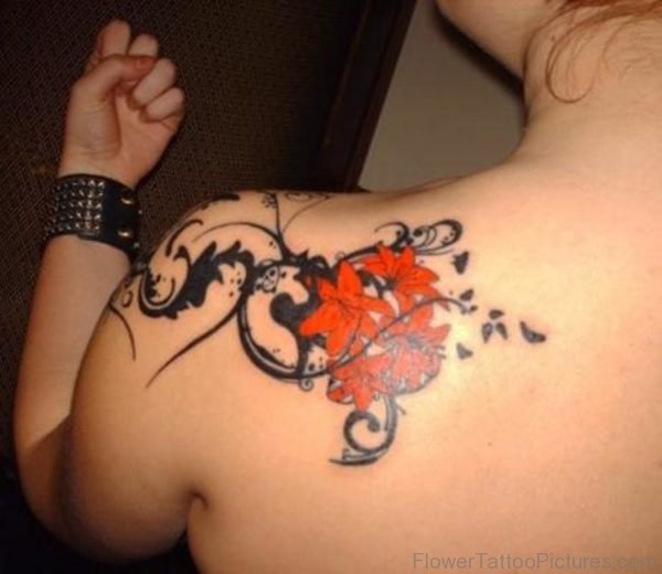 Orange Flower Shouder Tattoo