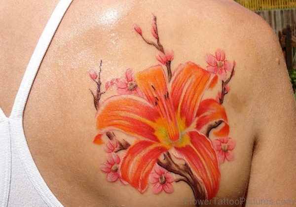 Orange Hibiscus Flower Tattoo