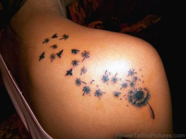 Outstanding Dandelion Tattoo On Shoulder