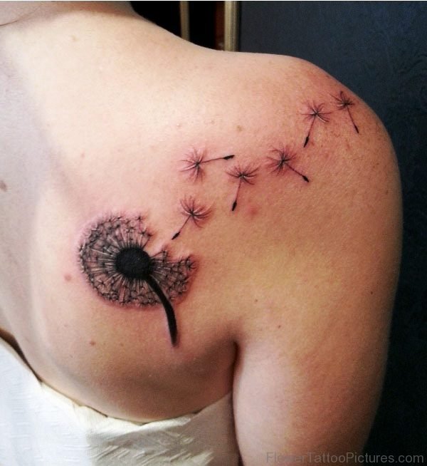 Perfect Dandelion Tattoo On Shoulder