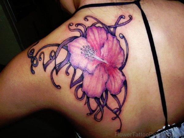 Pink Hibiscus Flower Tattoo 1