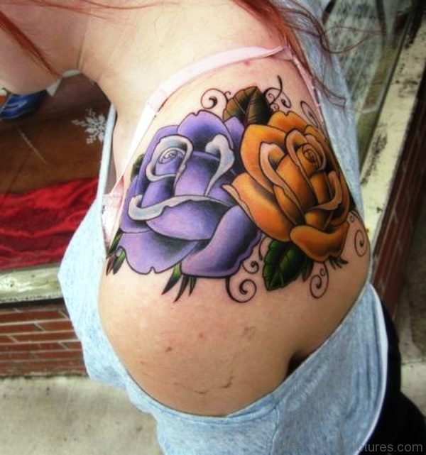 Purple And Yellow Rose Tattoo