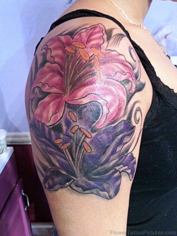 Red Liliy Flower Tattoo