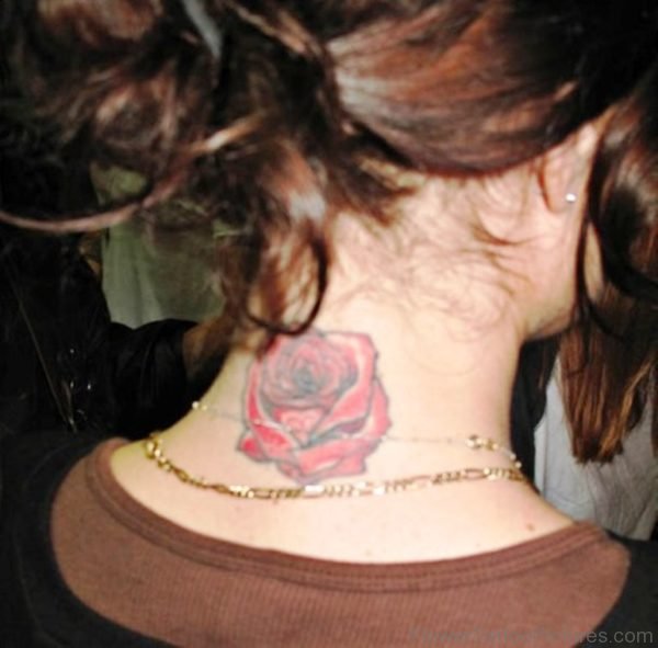 Red Rose Neck Tattoo Design