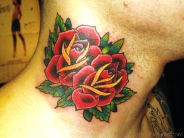 Red Roses Neck Tattoo Design