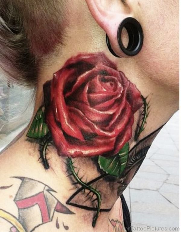 Rose And Leaves Tattoo