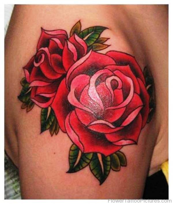 Rose Flowers Tattoo On Left Shoulder