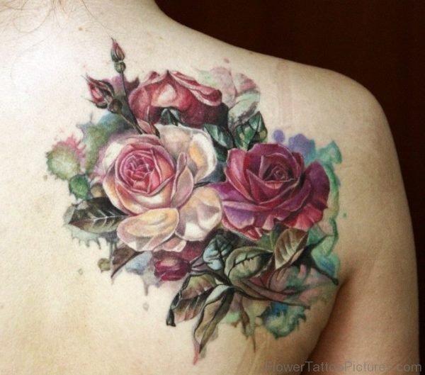 Rose Tattoo Design On Shoulder Back