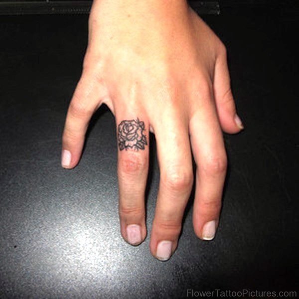 Rose Tattoo On Ring Finger
