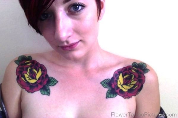 Rose Tattoo On Shoulder Blade