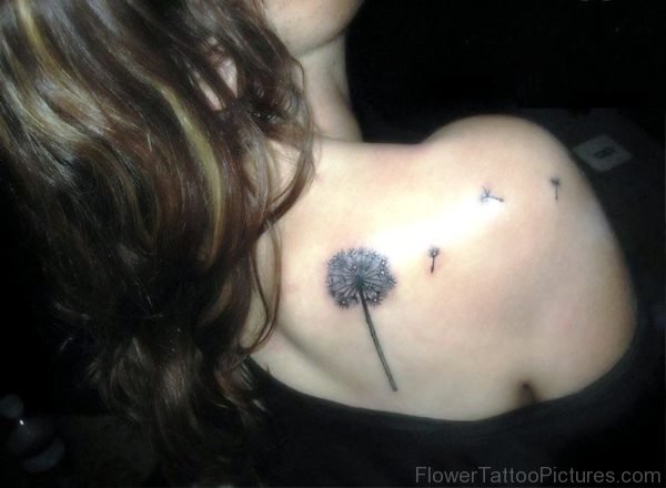 Simple Black Ink Dandelion Tattoo