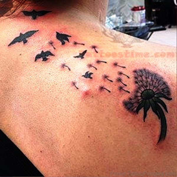 Stunning Dandelion Tattoo On Shoulder